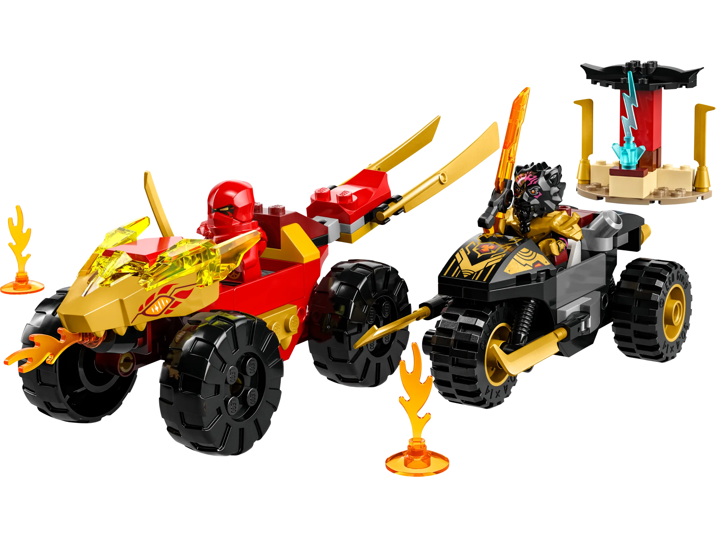 LEGO - NINJAGO® Verfolgungsjagd mit Kais Flitzer und Ras' Motorrad | Set 71789