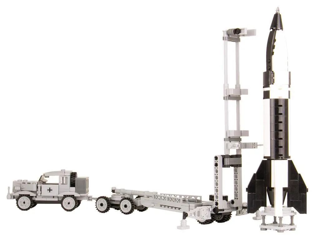 BlueBrixx Hanomag with V2 rocket and launch ramp