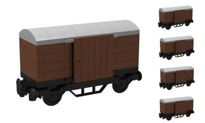 Box Wagon, brown with grey roof 5 car set