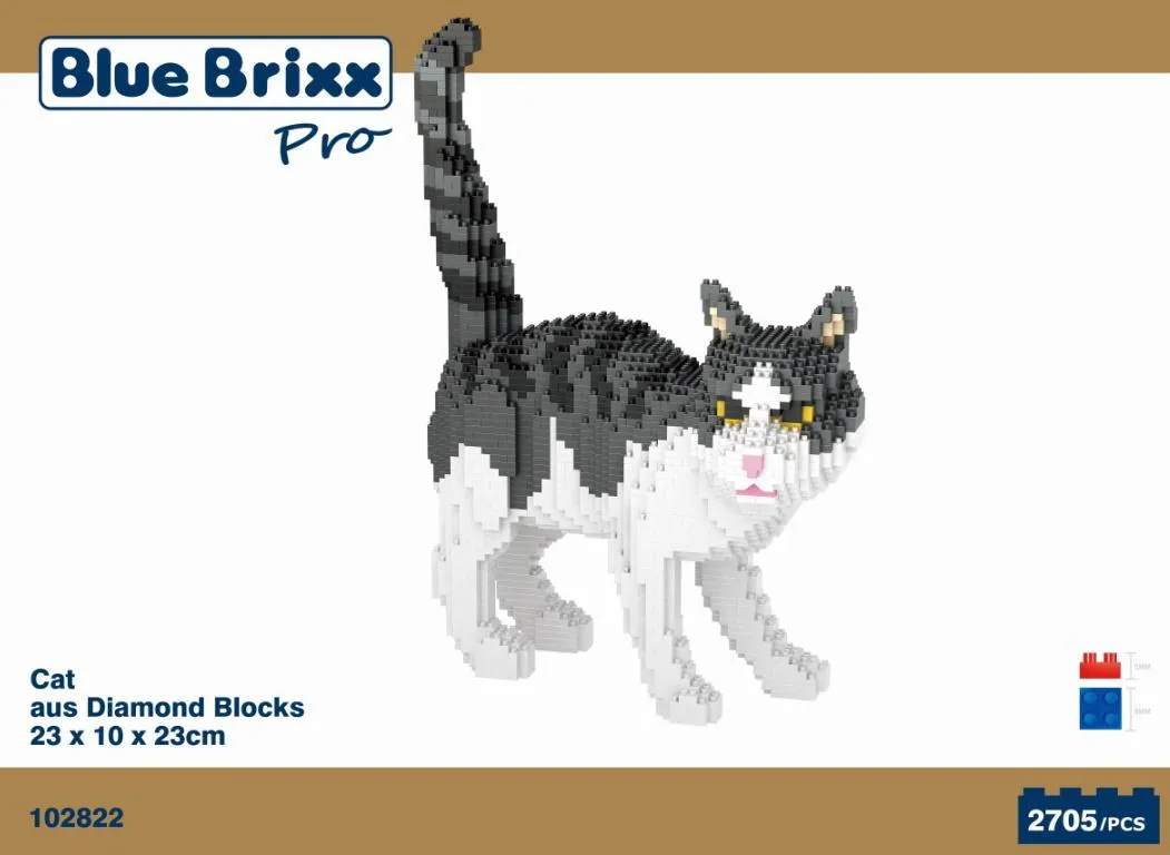 BlueBrixx - Cat grey/white tiger look | Set 102822