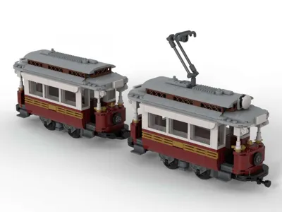 Classic tram with trailer 
