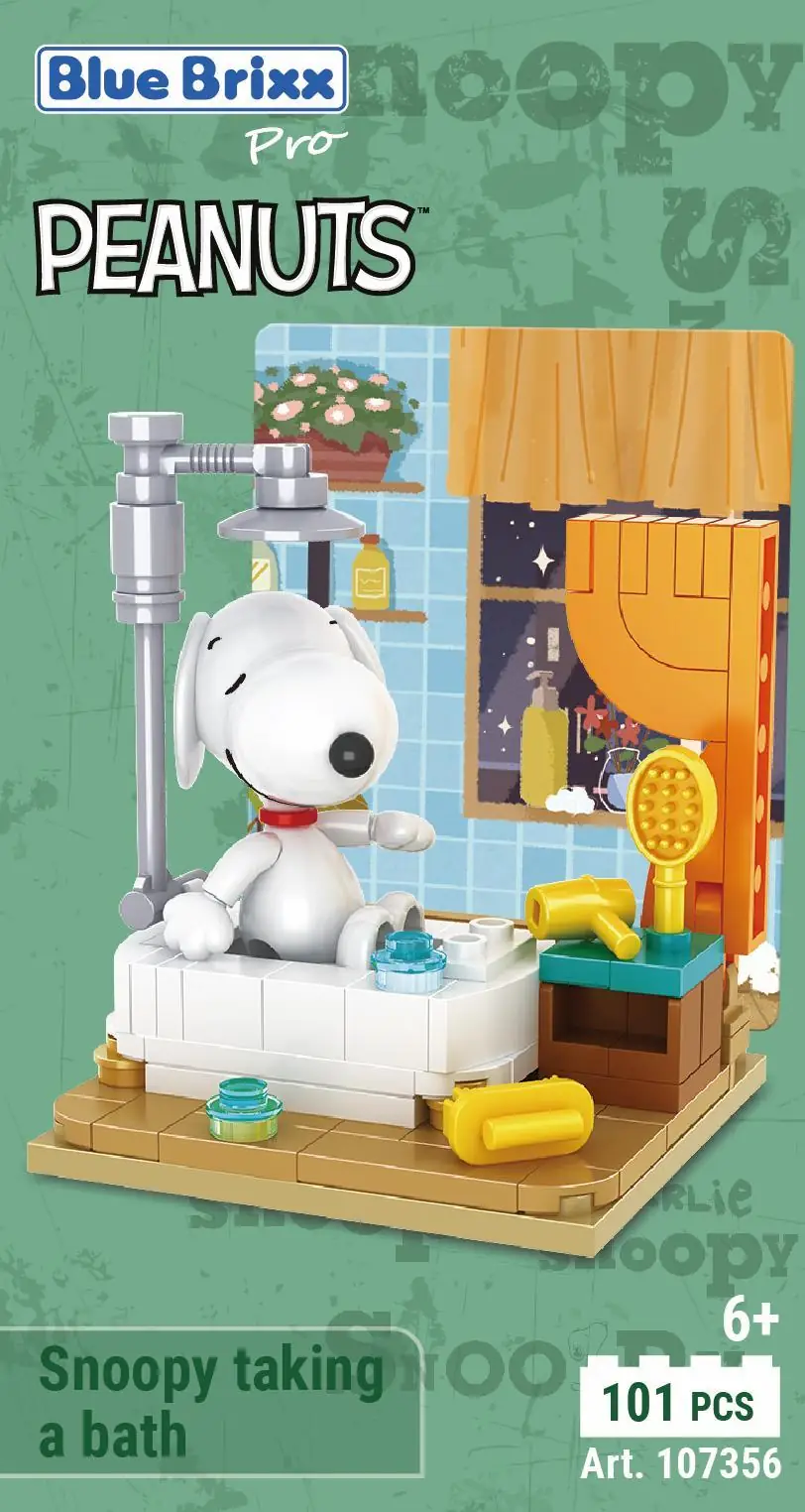 BlueBrixx Peanuts Snoopy taking a bath • Set 107356 • SetDB