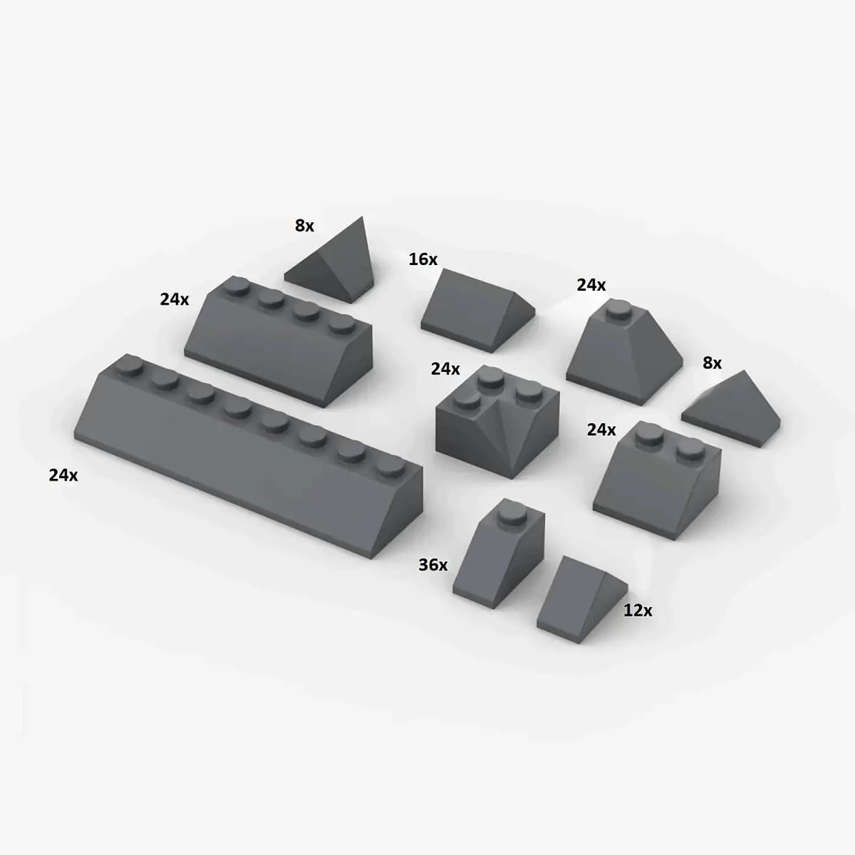 BlueBrixx Brix 200 Stück, Roof Slopes, gemischt, Dark Bluish Grey