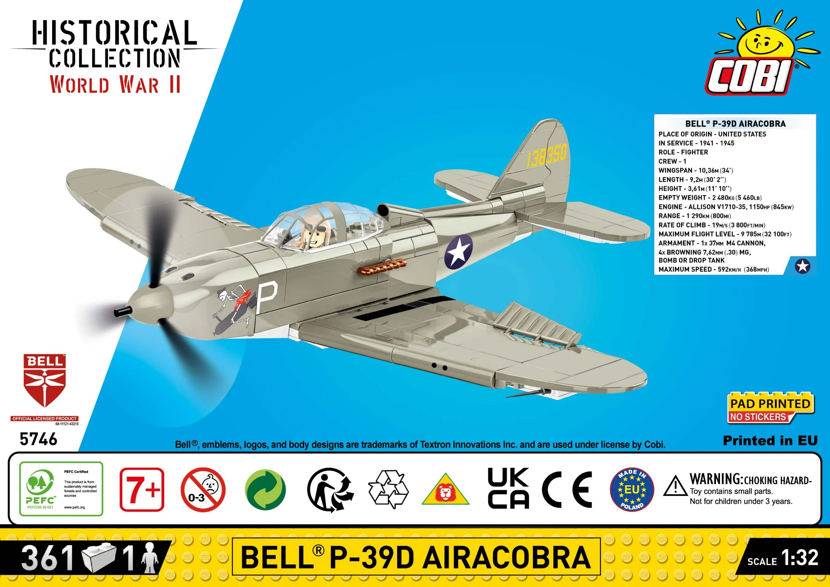 Cobi - Historical Collection World War II Bell P-39D Airacobra Whit | Set 5746