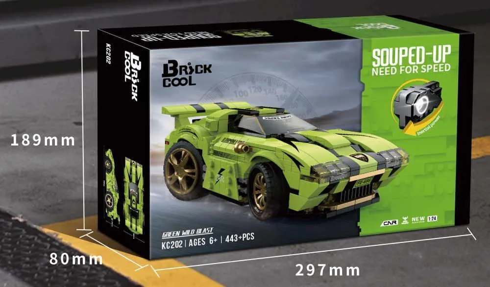 Decool - Race car green-black | Set KC202