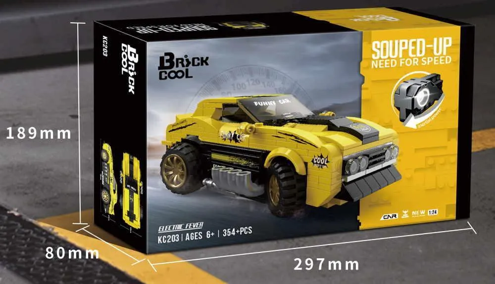 Decool - Race car yellow-black | Set KC203