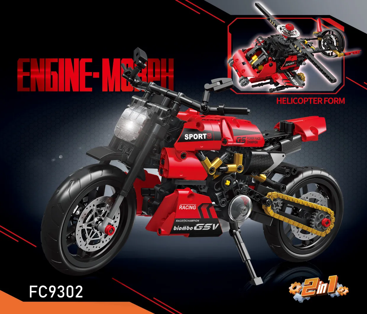 Forange - rotes 2in1-Motorrad | Set FC9302
