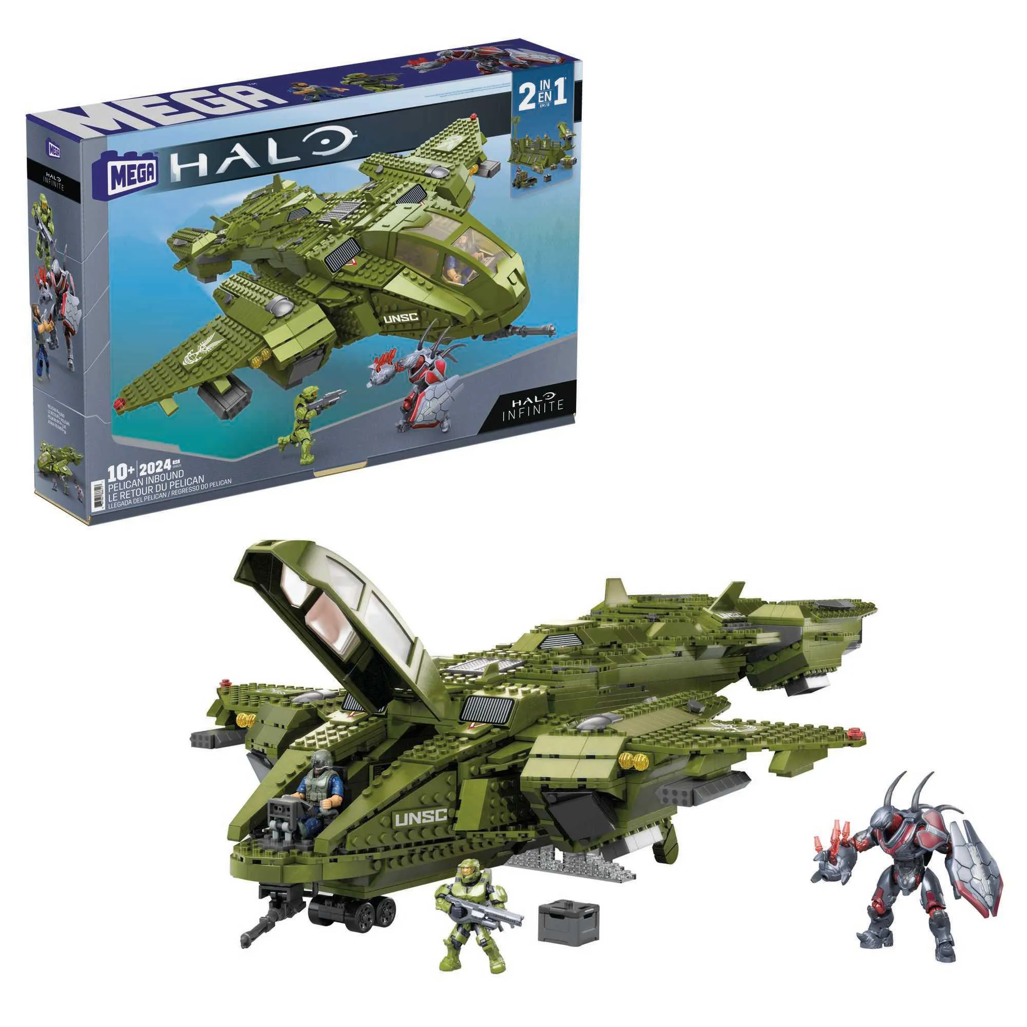 MEGA Construx - Halo Infinite 2-in-1 Set Pelican-Flugschiff mit 3 Figuren | Set GNB28