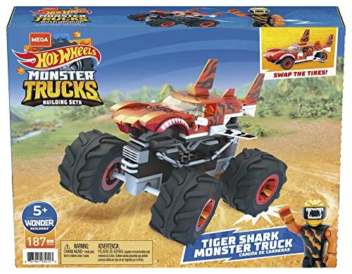 MEGA Hot Wheels Smash & Crash Tiger Shark Chomp Course Building Toy