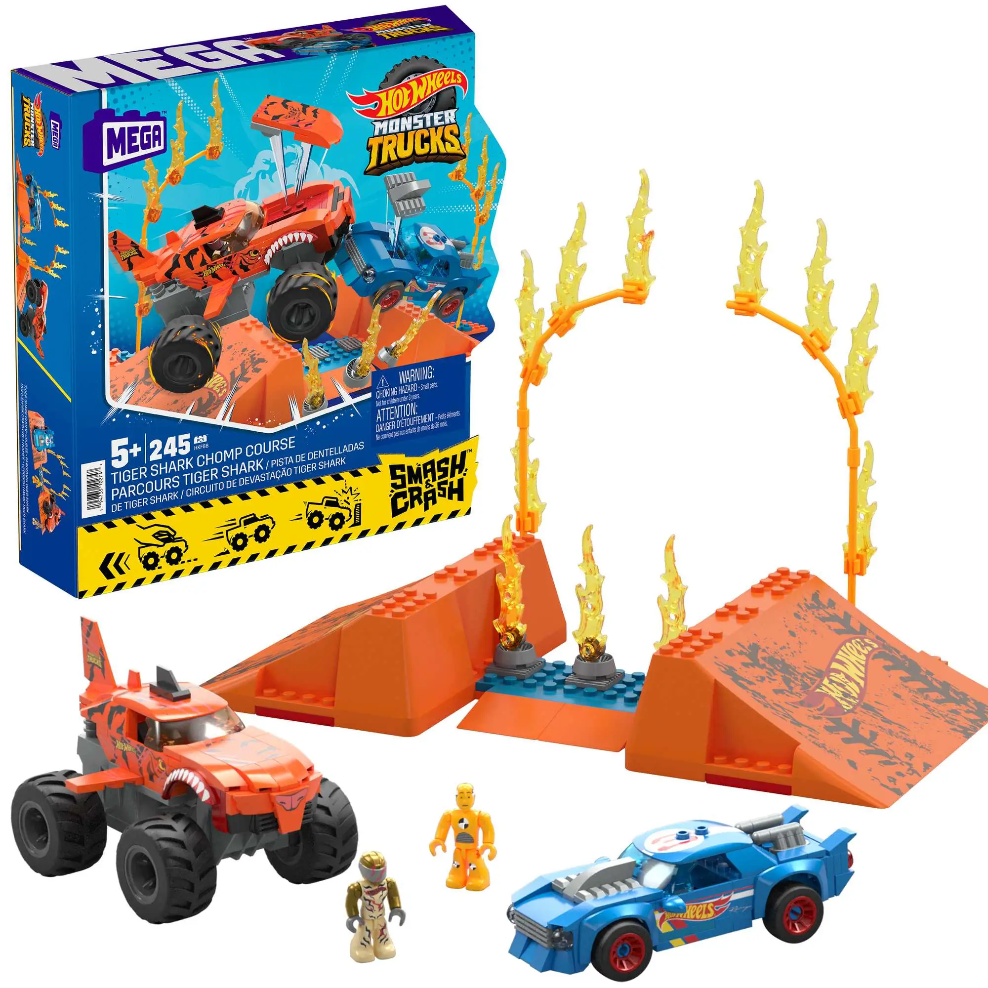 MEGA Construx Hot Wheels Tiger Shark Chomp Course Monster Truck