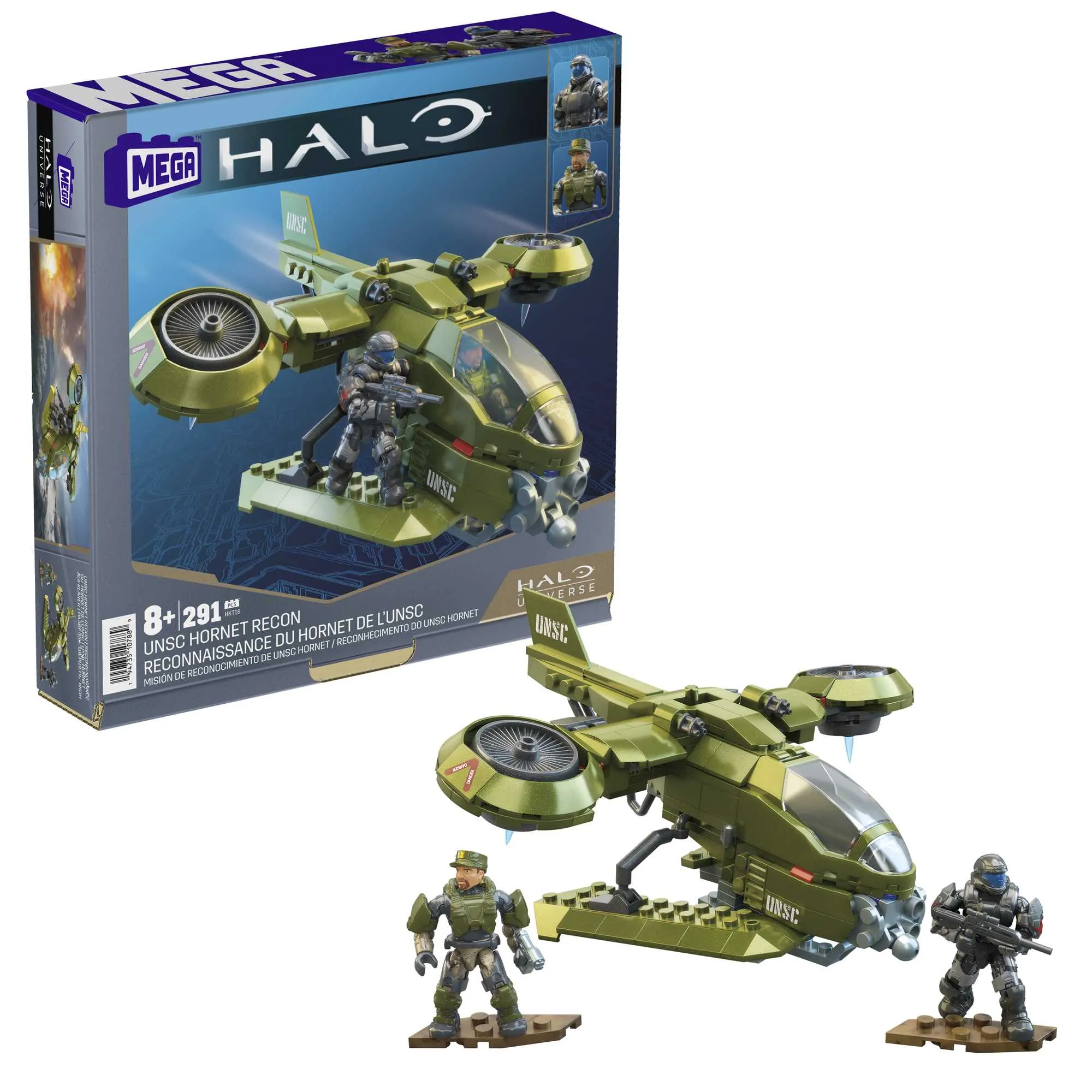 Halo Spielfahrzeug-Bausets, UNSC Hornet Aufklärer-Flugzeug mit 4 beweglichen Mikro-Actionsammelfiguren zum Sammeln und Zubehör, Konstruktionsspielzeug für Kinder a 8 Jahren Gallery