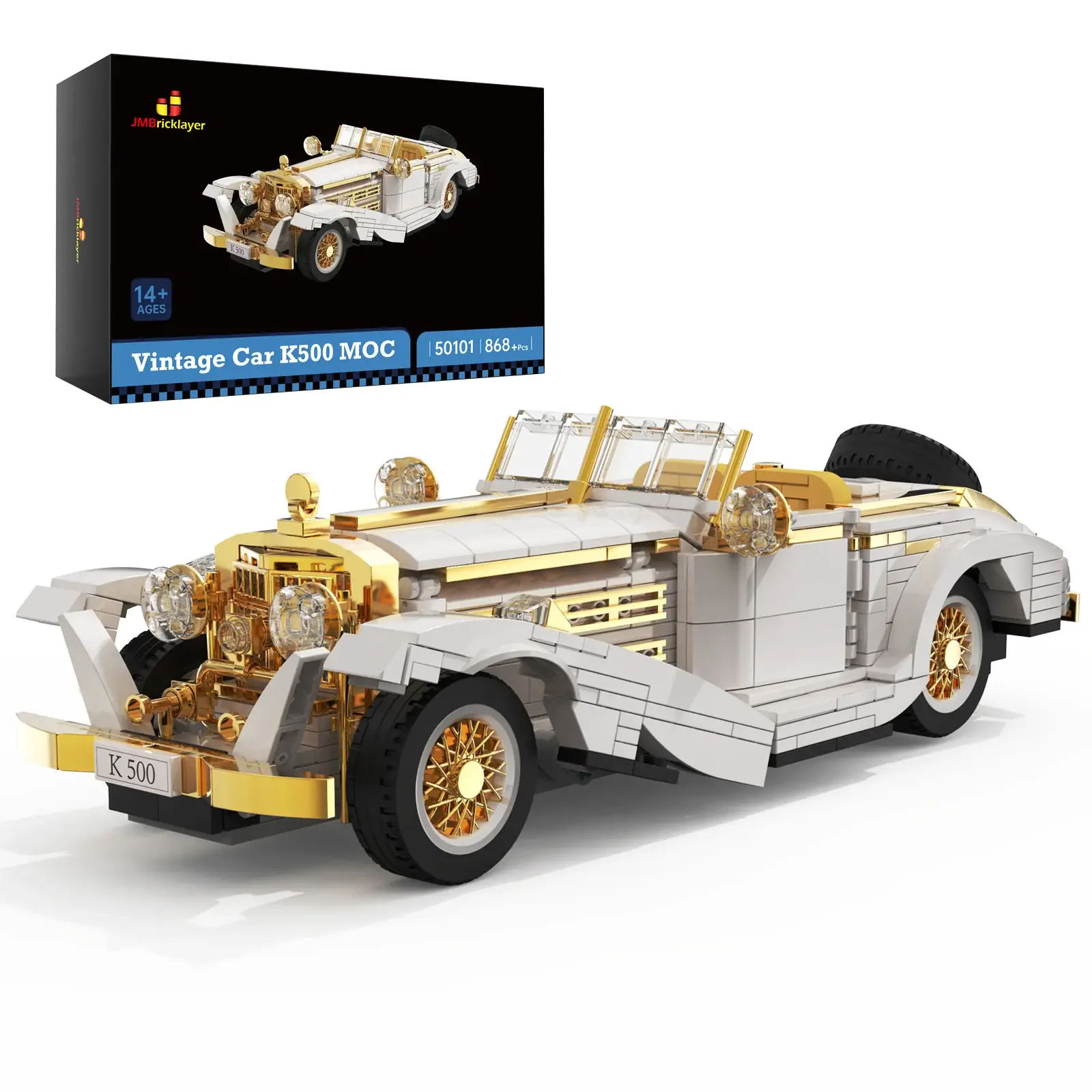 JMBricklayer Blocs de construction de Voiture vintage avec lumière pour adultes, 50003 Maquette rétro à toit pliant en cuir, Set d'exposition collectionneur, ancienne Cadeau pour fans dès 14 ans JMBricklayer Blocs de construction de Voiture vintage avec lumière pour adultes, 50003 Maquette rétro à toit pliant en cuir, Set d'exposition collectionneur, ancienne Cadeau pour fans dès 14 ans