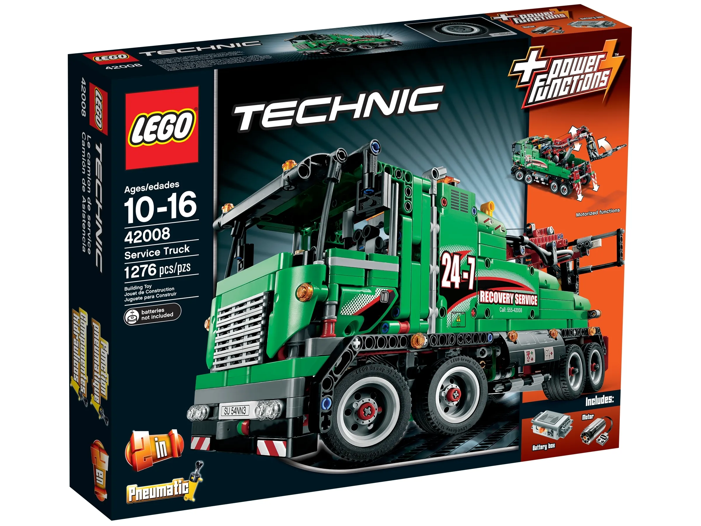 Lego top Technic Technik 42008 Abschlepper grün zerlegt mit Anleitung