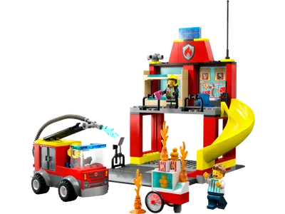 City Fire Station and Fire Truck