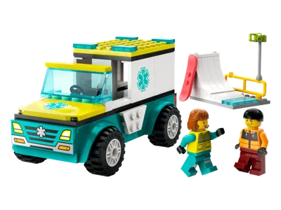 City Emergency Ambulance and Snowboarder