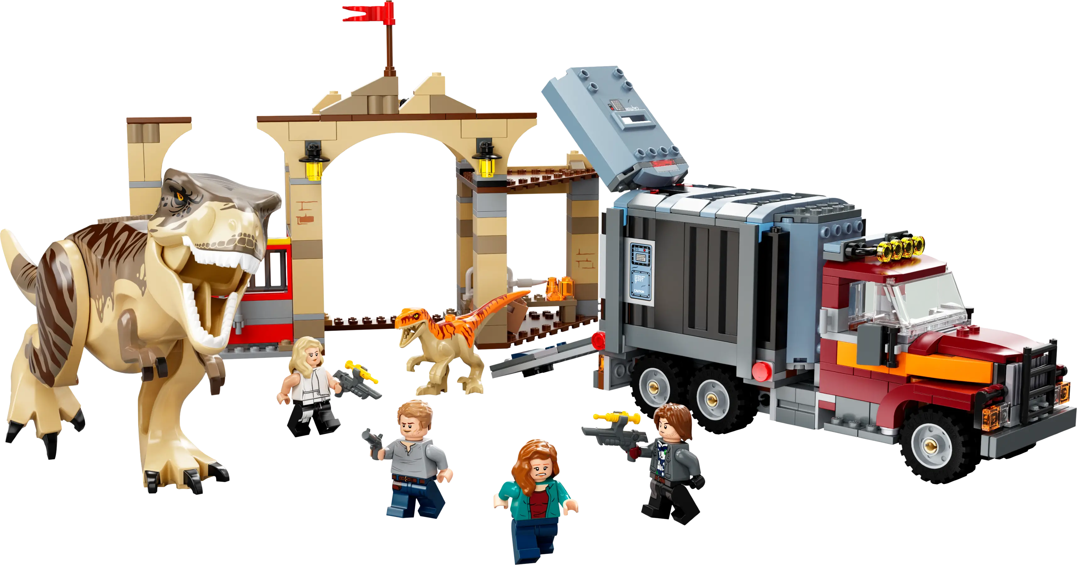 lego jurassic world rote steine LEGO Jurassic World T. Rex & Atrociraptor: Dinosaurier-Ausbruch
