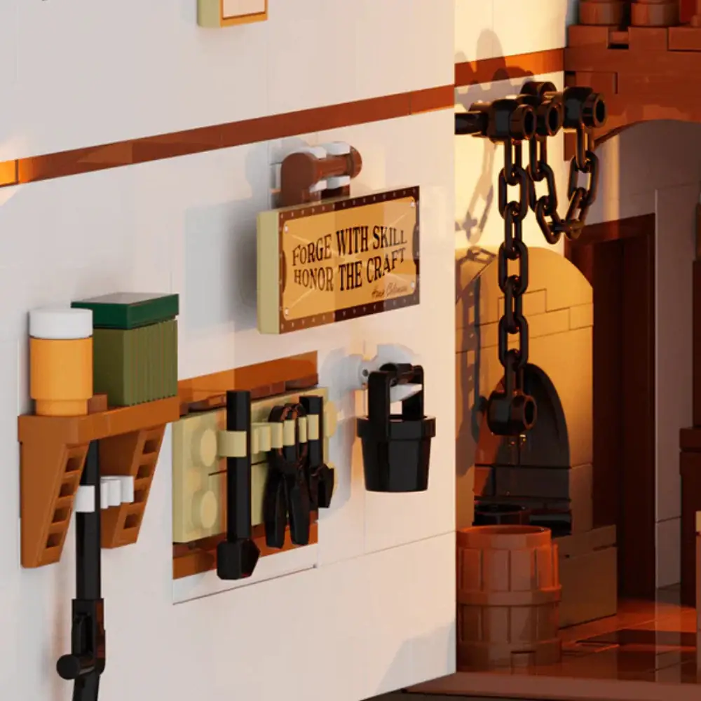 Lumibricks Wild West Blacksmith Lighting Building-Bricks Set - Western Forge House 2042 Pcs Collection Display Set For West Lovers