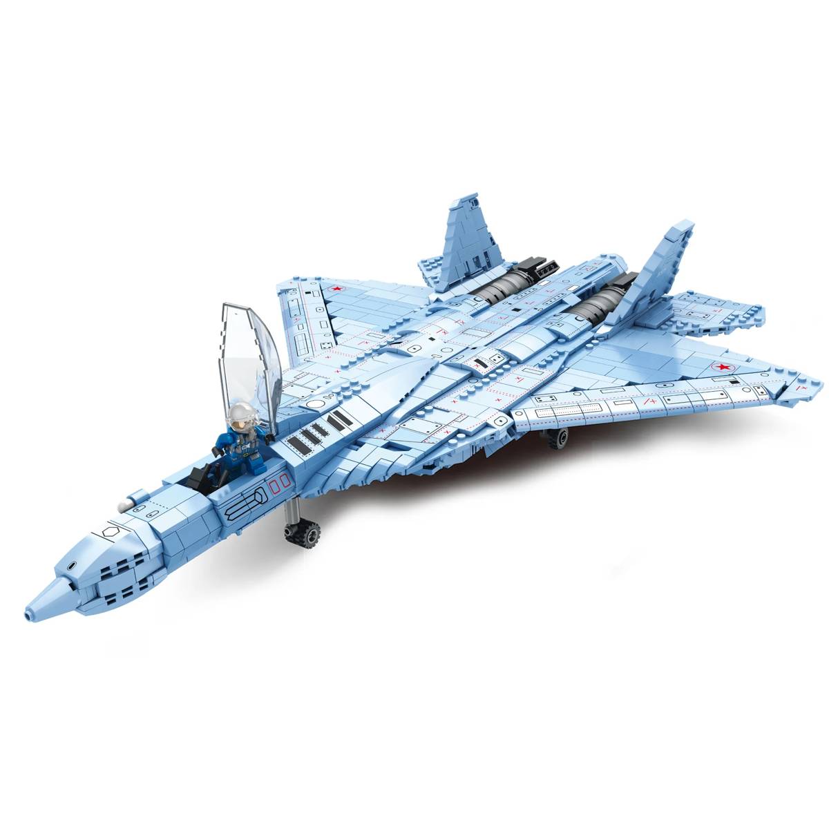 Reobrix SU 57 Heavy Fighter Jet Bauset, Militär Armee Flugzeug Block Modellbausatz für Erwachsene, 33030 Flugzeug Dekor Ziegelstein Spielzeug, Puzzle Geschenke für ab 14 Jahren ( 1456 Stück