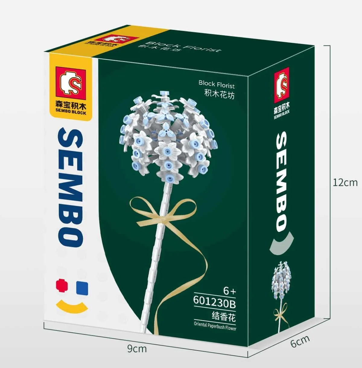 Sembo - Orientalische Papierbuschblüte in weiß/blau | Set 601230-B