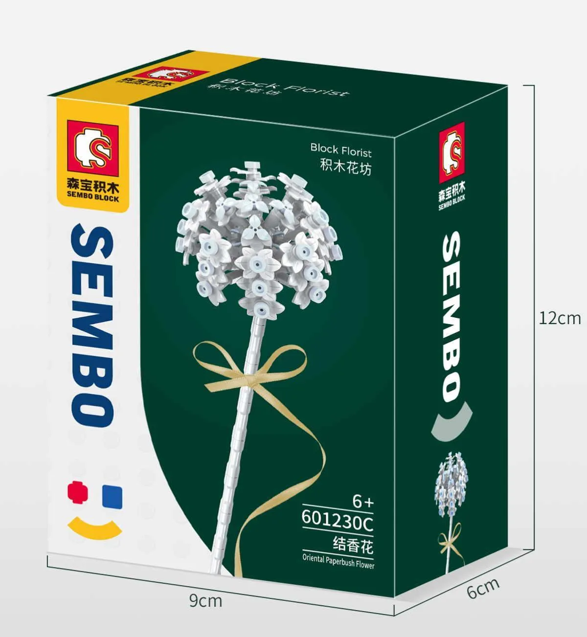 Sembo - Orientalische Papierbuschblüte in weiß/hellblau | Set 601230-C