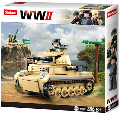 Sluban T-34 Medium WW2 Tank with Mini Figures ( 2 in 1 Set ) - 687 Pieces -  M38-B0689