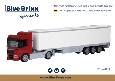 Manual Truck Augsburg 2-axle with 3-axle suitcase dark red - 1