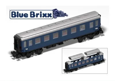 Manual Train passenger trolley dark blue 1st class - 1