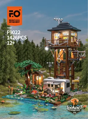 FUNWHOLE® F9022 Lookout Campground Building Blocks with Lights