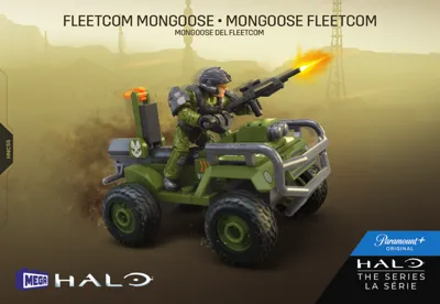 Manual Halo Bauspielzeug Set, FLEETCOM Mongoose ATV Fahrzeug mit 79 Teilen, 2 beweglichen Mikro-Actionfiguren und Zubehör - 1