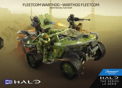 Manual Halo Flotteneinsatzkommando Warthog - mit authentischen Details und aktivem Federungssystem, inklusive 5 beweglicher Sammelfiguren, 469 Bausteine und Teile, ab 13 Jahren - 1