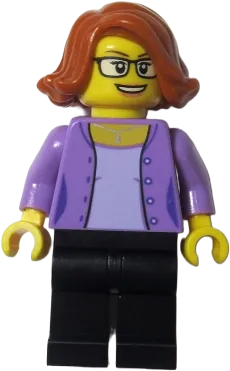 LEGOLAND Park Female - Dark Orange Short Hair, Medium Lavender Shirt, Black Legs minifigure