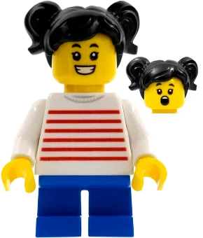 LEGO Brand LEGOLAND Park Girl Black Two Pigtails Hair