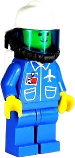 Blue - Blue Legs, White Fire Helmet, Breathing Hose, White Air Tanks, Nose Freckles minifigure