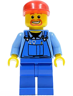 Overalls - Tools in Pocket Blue, Red Cap minifigure