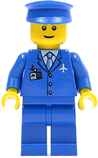 Blue 3 Button Jacket and Tie - Blue Hat, Blue Legs (Undetermined Eyebrows) minifigure