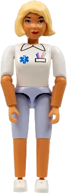 Belville Female - Medic, Light Blue Shorts, White Shirt with EMT Star of Life Pattern, Light Yellow Hair minifigure