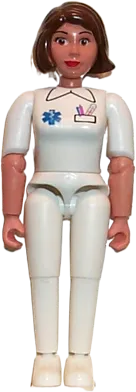 Belville Female - Medic, White Pants, White Shirt with EMT Star of Life Pattern, Brown Hair minifigure