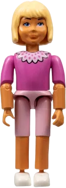Belville Female - Pink Shorts, Dark Pink Shirt with Collar, Light Yellow Hair minifigure