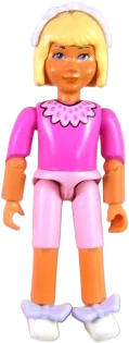 Belville Female - Pink Shorts, Dark Pink Shirt with Collar, Light Yellow Hair, Bows, Headband minifigure