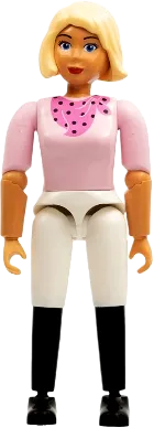 Belville Female - White Shorts, Black Boots Style, Pink Shirt with Dark Pink Pattern, Light Yellow Hair minifigure
