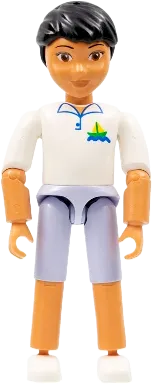 Belville Male - Light Blue Shorts, White Shirt with Ship Logo, Black Hair minifigure