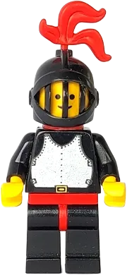 Breastplate - Black, Black Legs with Red Hips, Black Grille Helmet, Red Plume, Red Plastic Cape minifigure