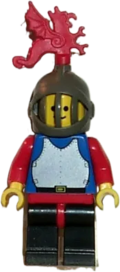 Breastplate - Blue with Red Arms, Black Legs with Red Hips, Dark Gray Grille Helmet, Red Plume Dragon minifigure