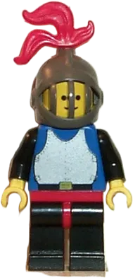 Breastplate - Blue with Black Arms, Black Legs with Red Hips, Dark Gray Grille Helmet, Red Plume, Blue Plastic Cape minifigure