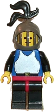 Breastplate - Blue with Black Arms, Black Legs with Red Hips, Dark Gray Grille Helmet, Black Plume, Black Plastic Cape minifigure