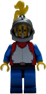 Breastplate - Red with Blue Arms, Blue Legs with Black Hips, Dark Gray Grille Helmet, Yellow Plume, Blue Plastic Cape minifigure