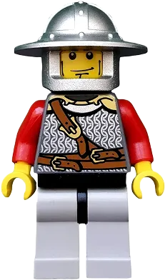 Lion Knight Scale Mail - Chest Strap and Belt, Helmet with Broad Brim, Vertical Cheek Lines minifigure