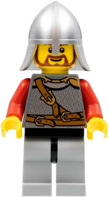 Lion Knight Scale Mail - Chest Strap and Belt, Helmet with Neck Protector, Brown Beard Rounded minifigure
