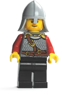 Lion Knight Scale Mail - Chest Strap and Belt, Helmet with Neck Protector, Stubble Smile (Dual Sided Head) minifigure
