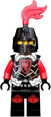 Castle - Dragon Knight Armor with Dragon Head, Helmet Closed, Red Plume, Black Bushy Eyebrows minifigure